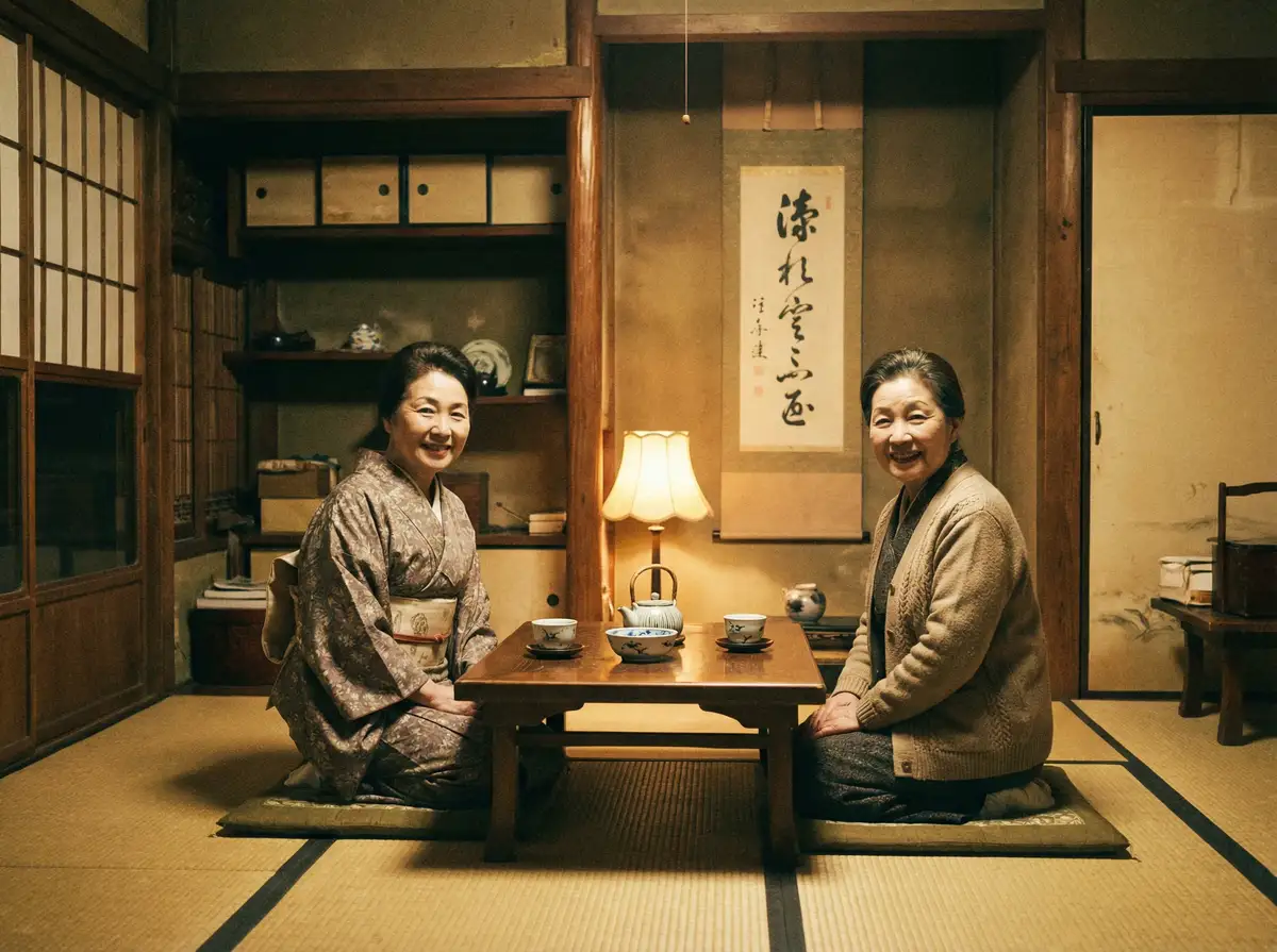 两位优雅的 九色地址 - 九色地址官方入口 | 热门电影九色地址导航 在日式茶室中品茶交谈